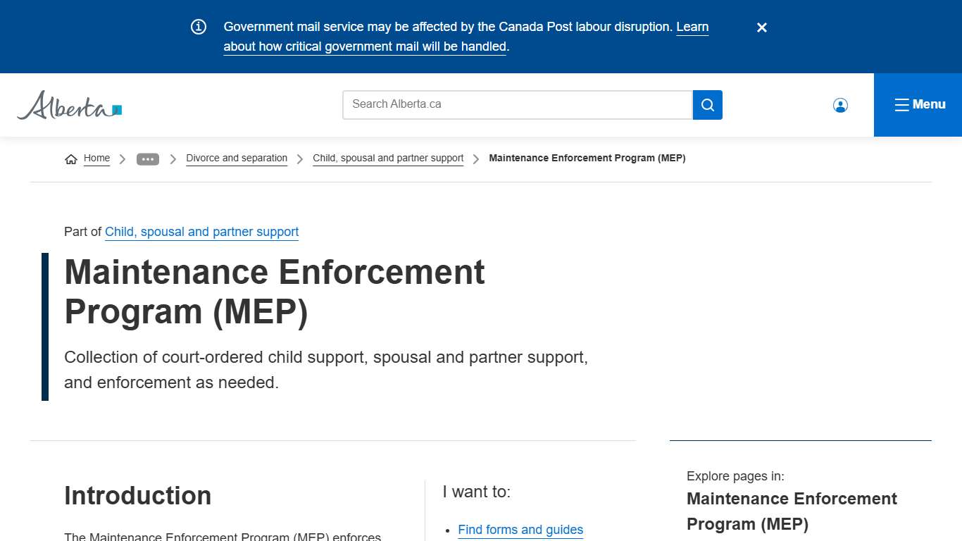 Maintenance Enforcement Program (MEP) Alberta.ca